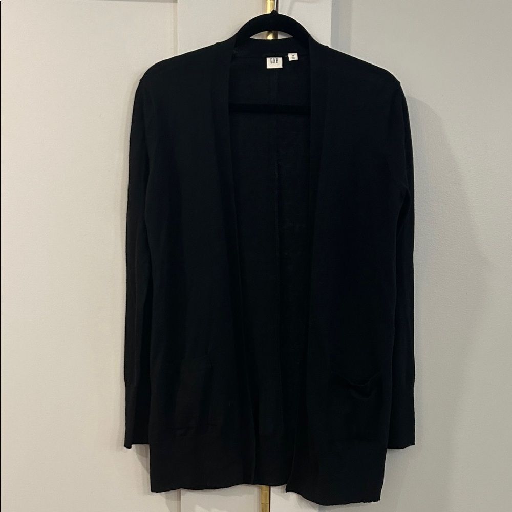 GAP Black Open Front Long Cardigan, Size XS
